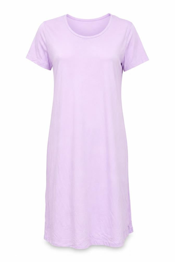 Lands' End Women's Petite Purple Cotton Midi T-Shirt Dress S