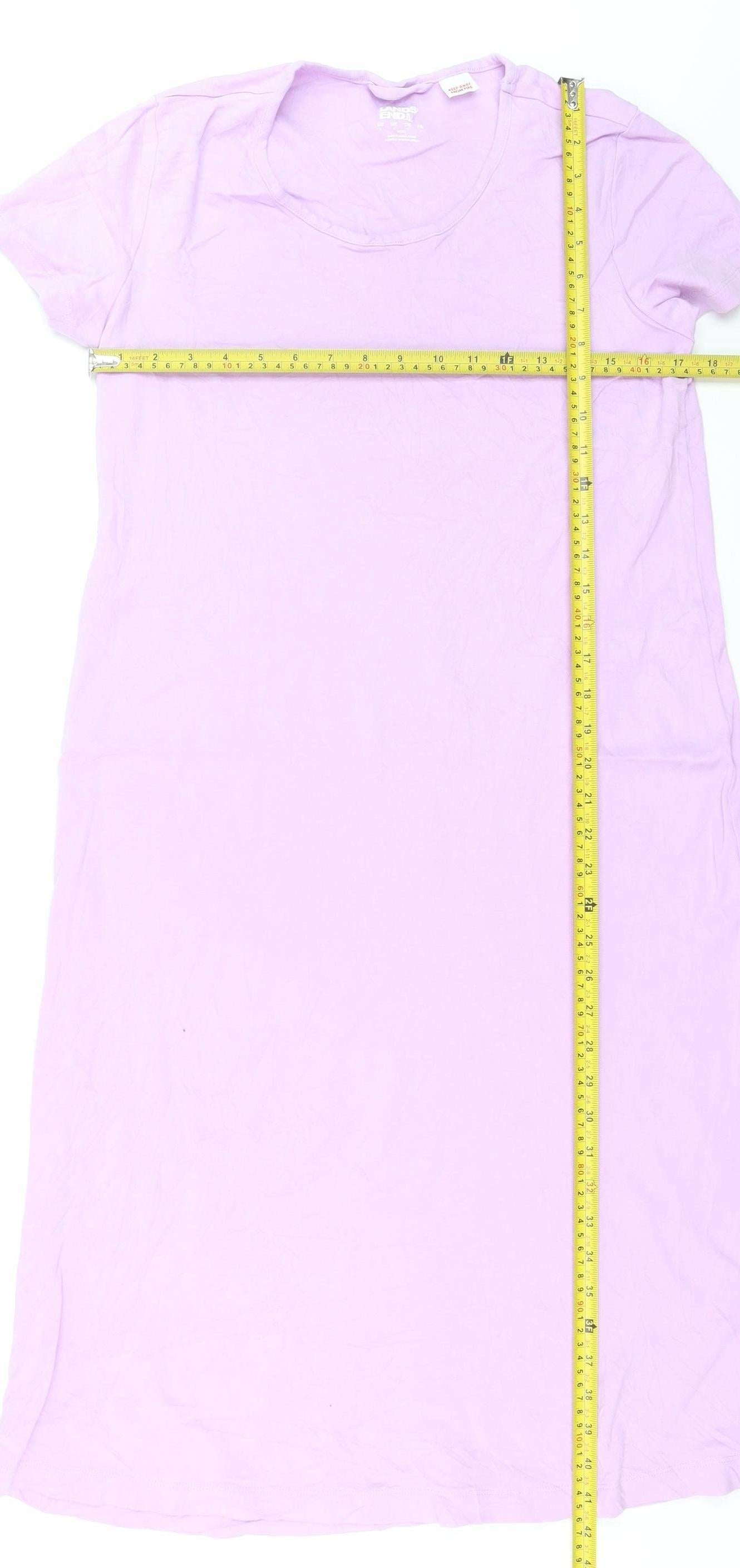 Lands' End Women's Petite Purple Cotton Midi T-Shirt Dress S