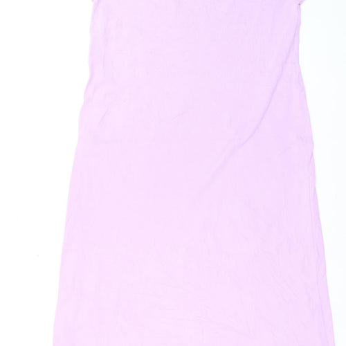Lands' End Women's Petite Purple Cotton Midi T-Shirt Dress S