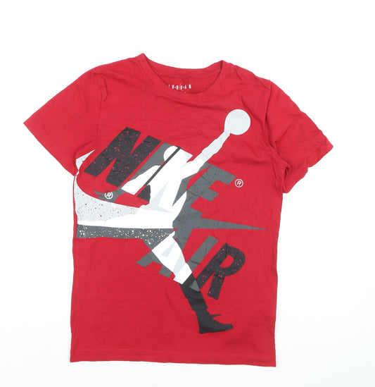 Nike Jordan Boys Red Graphic Logo T-Shirt 12-13 Years Short Sleeve Cotton