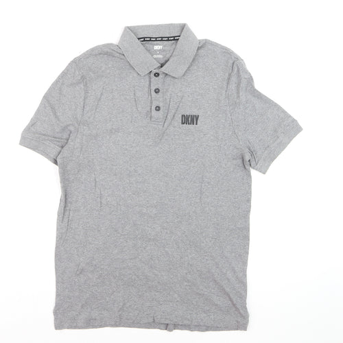 DKNY Boys Grey Polo Shirt Small Short Sleeve Cotton Casual Top