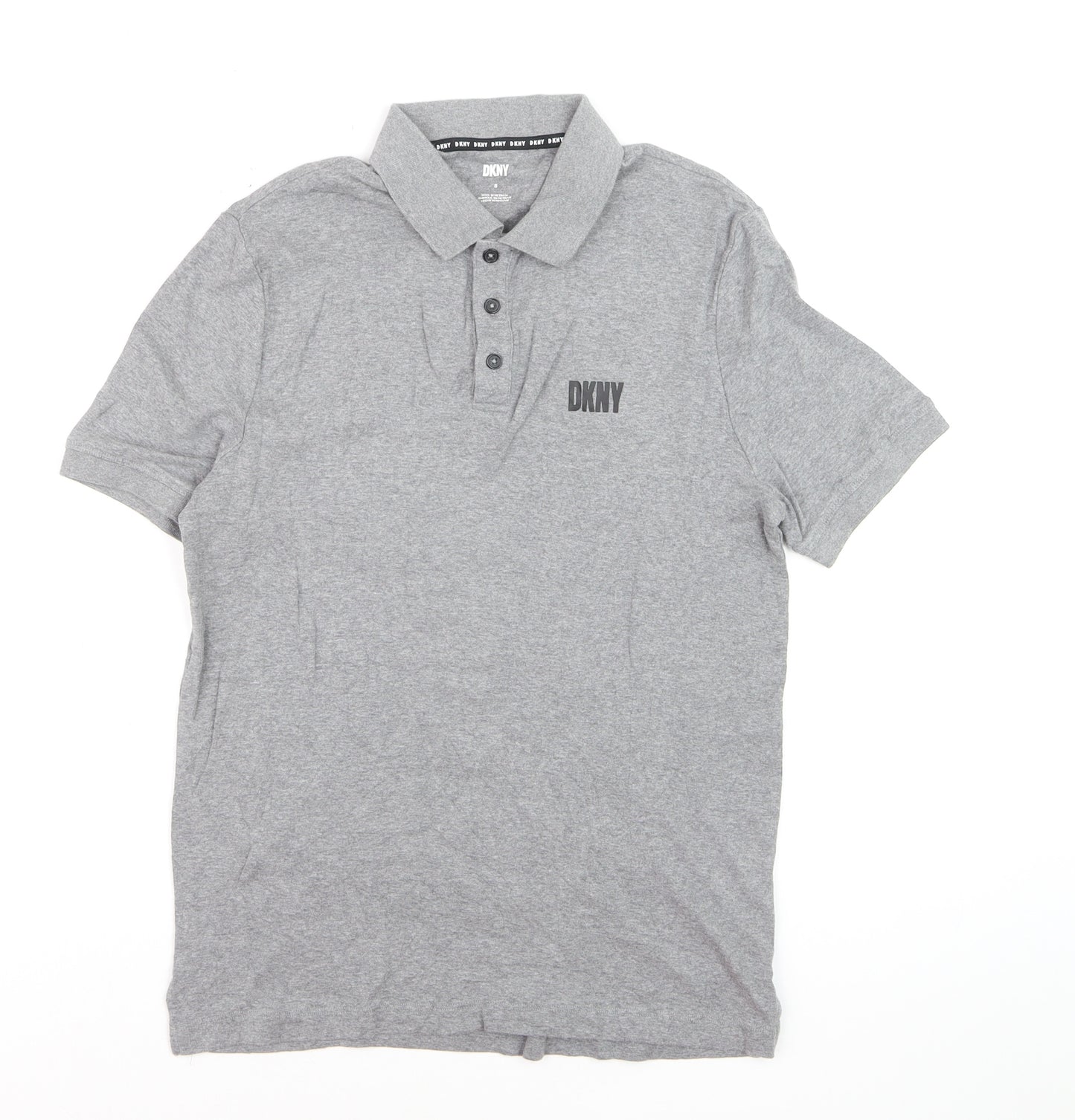 DKNY Boys Grey Polo Shirt Small Short Sleeve Cotton Casual Top