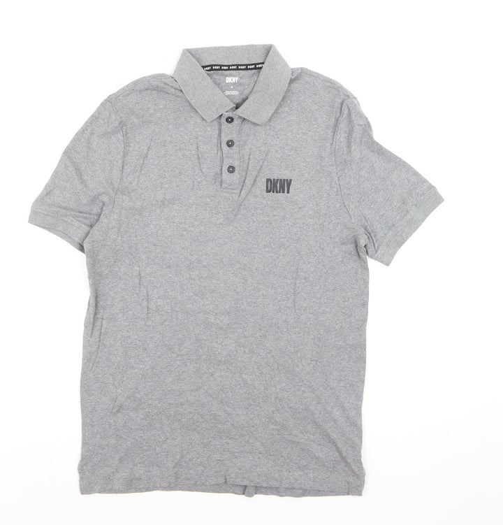 DKNY Boys Grey Polo Shirt Small Short Sleeve Cotton Casual Top