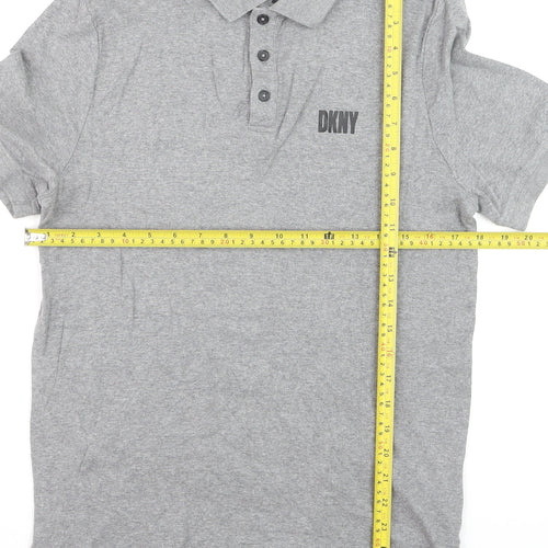 DKNY Boys Grey Polo Shirt Small Short Sleeve Cotton Casual Top