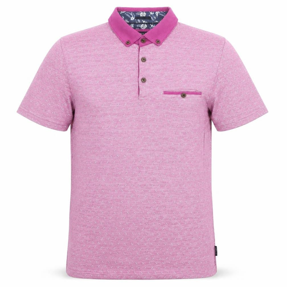 Ted Baker Men's Pink Geometric Print Cotton Polo Shirt M