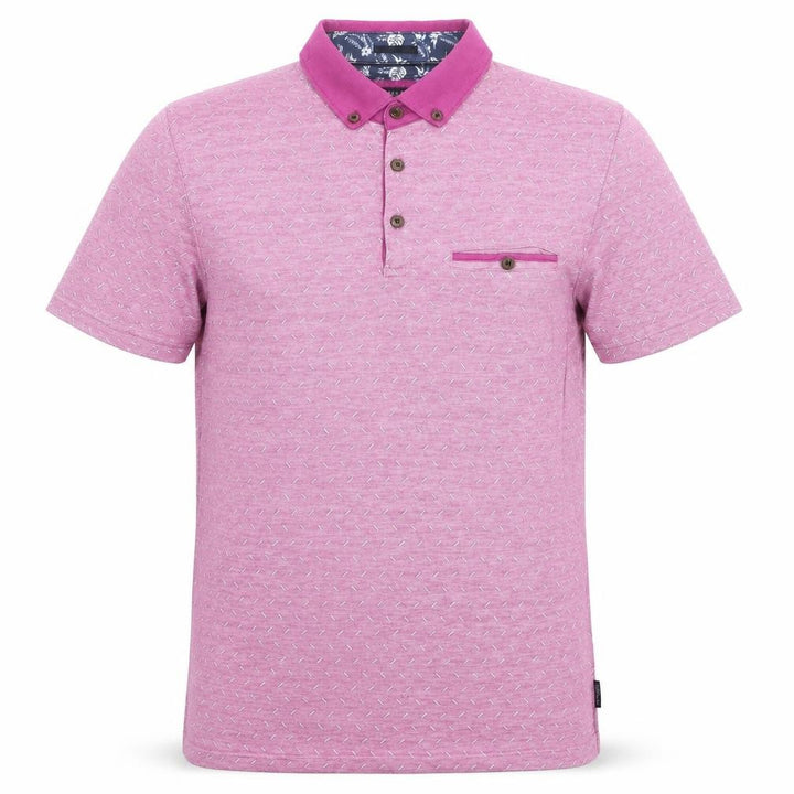 Ted Baker Men's Pink Geometric Print Cotton Polo Shirt M