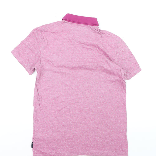 Ted Baker Men's Pink Geometric Print Cotton Polo Shirt M