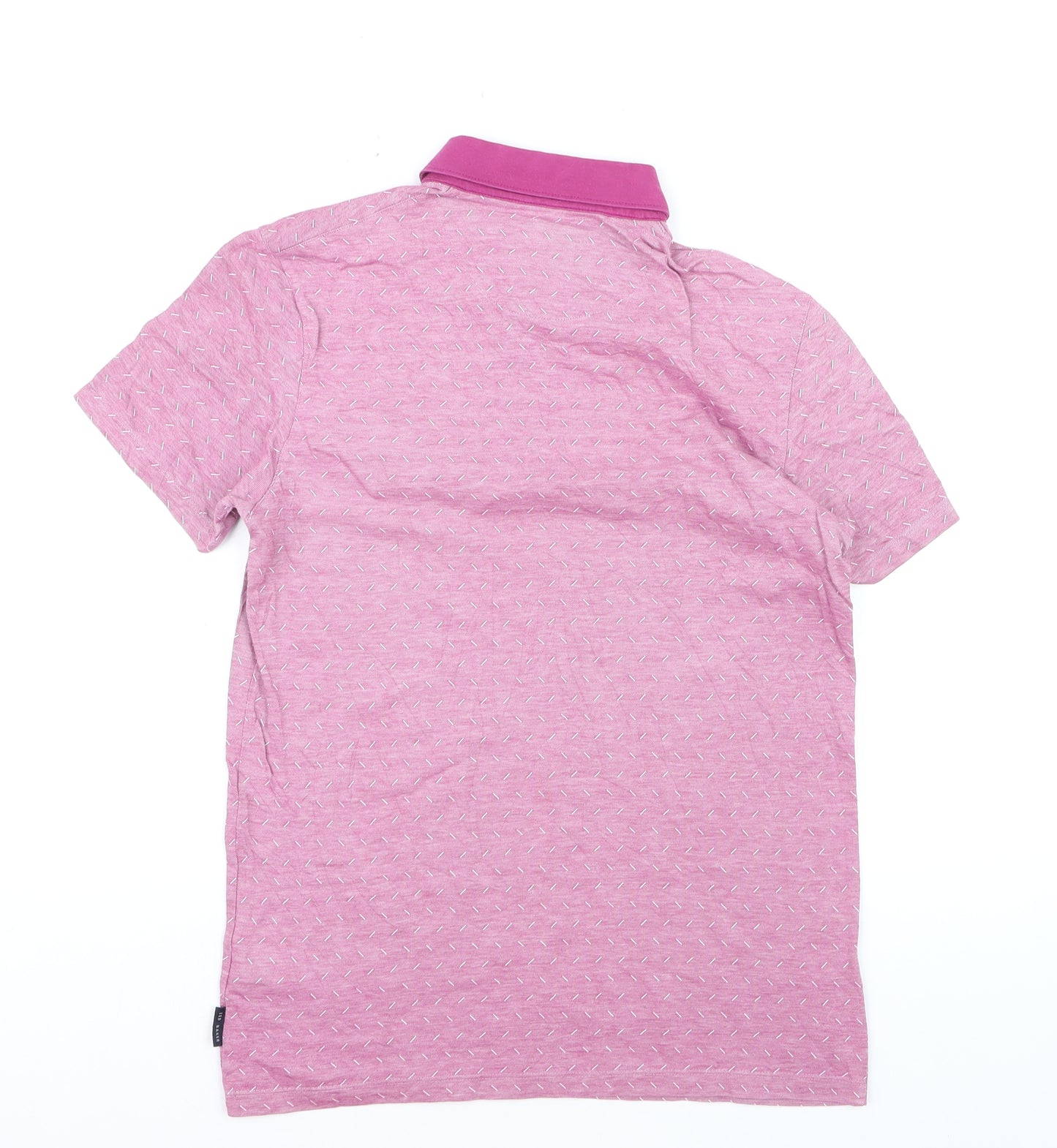 Ted Baker Men's Pink Geometric Print Cotton Polo Shirt M