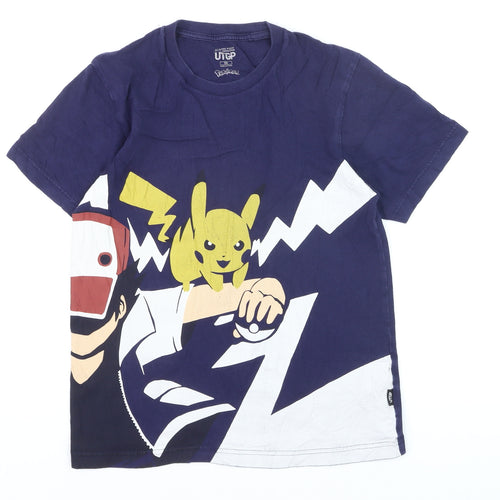 UTGP Pokémon Boys Navy Blue XS Graphic Print T-Shirt Pikachu Design