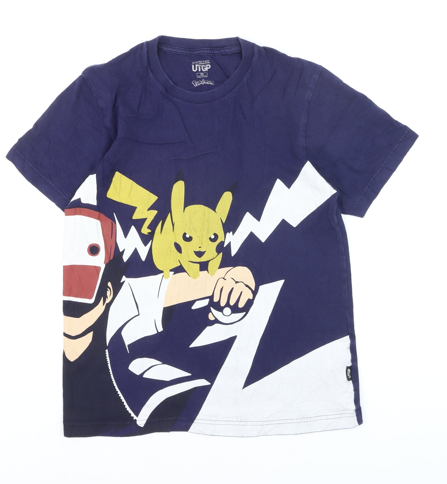 UTGP Pokémon Boys Navy Blue XS Graphic Print T-Shirt Pikachu Design