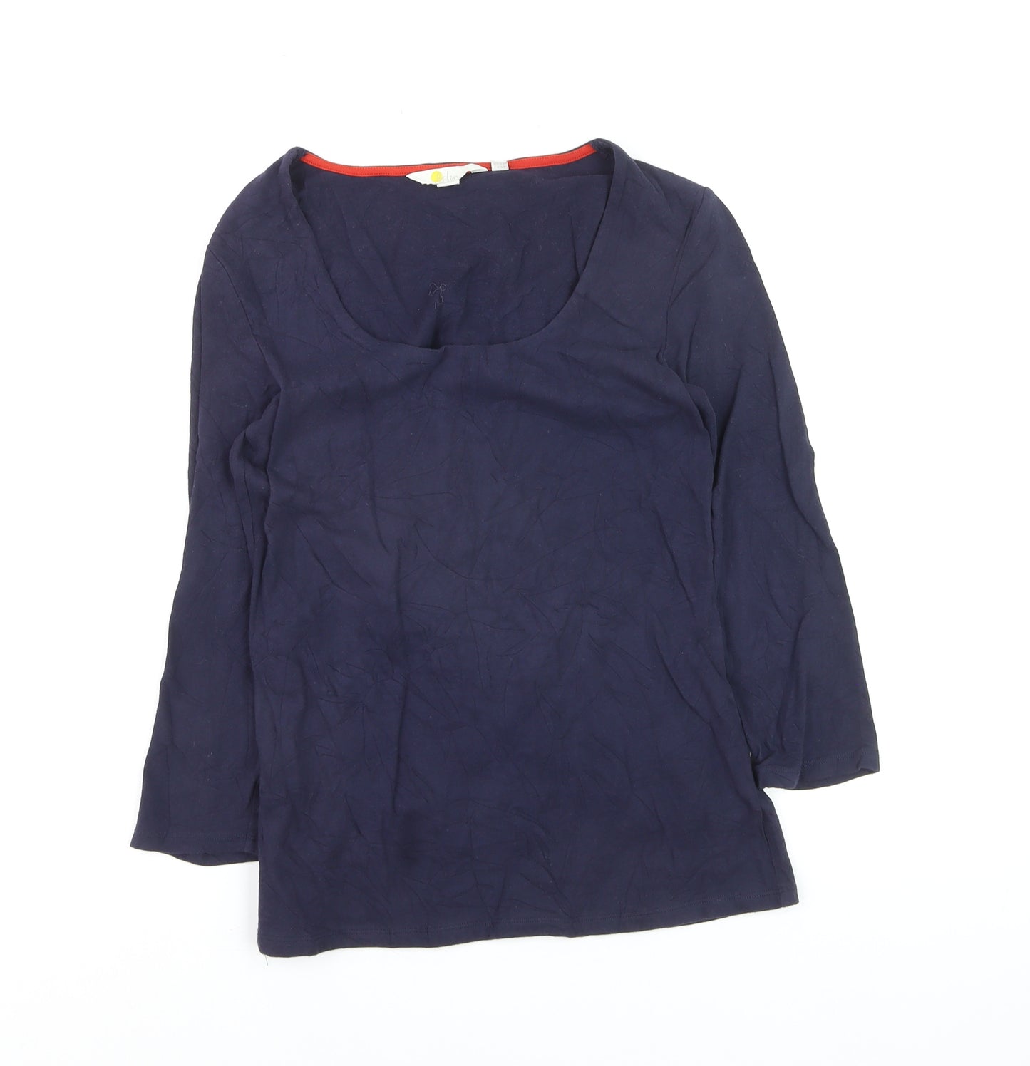Boden Women Blue Scoop Neck 3/4 Sleeve Cotton Jersey Blouse UK 10
