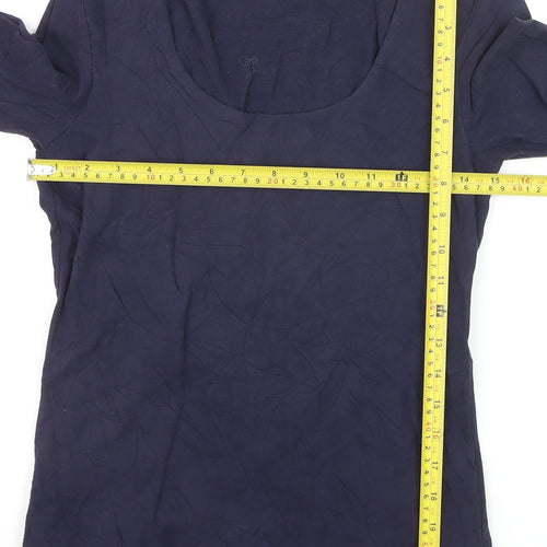 Boden Women Blue Scoop Neck 3/4 Sleeve Cotton Jersey Blouse UK 10