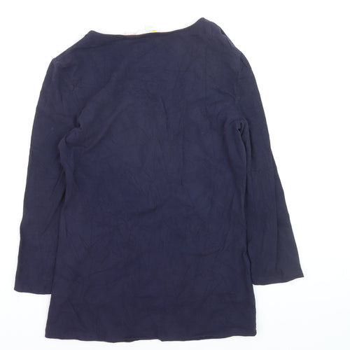 Boden Women Blue Scoop Neck 3/4 Sleeve Cotton Jersey Blouse UK 10