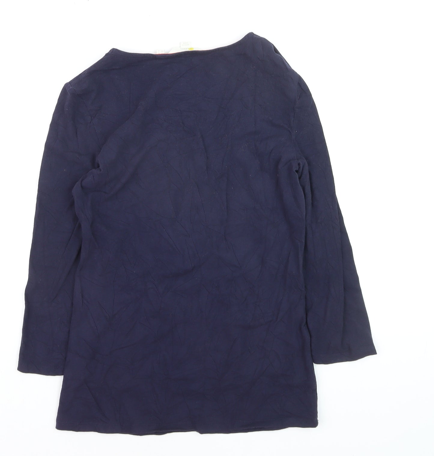 Boden Women Blue Scoop Neck 3/4 Sleeve Cotton Jersey Blouse UK 10