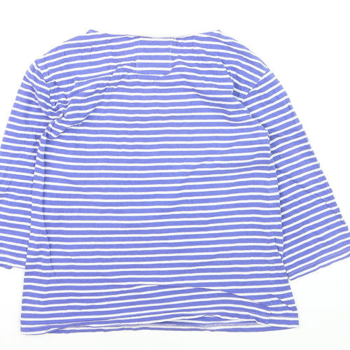 Mudd & Water Women Blue Striped 3/4 Sleeve Cotton Nautical Top Size 12