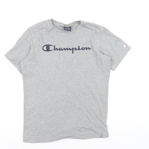 Champion Boys Grey XL 13-14 Years Short Sleeve Cotton Graphic T-Shirt