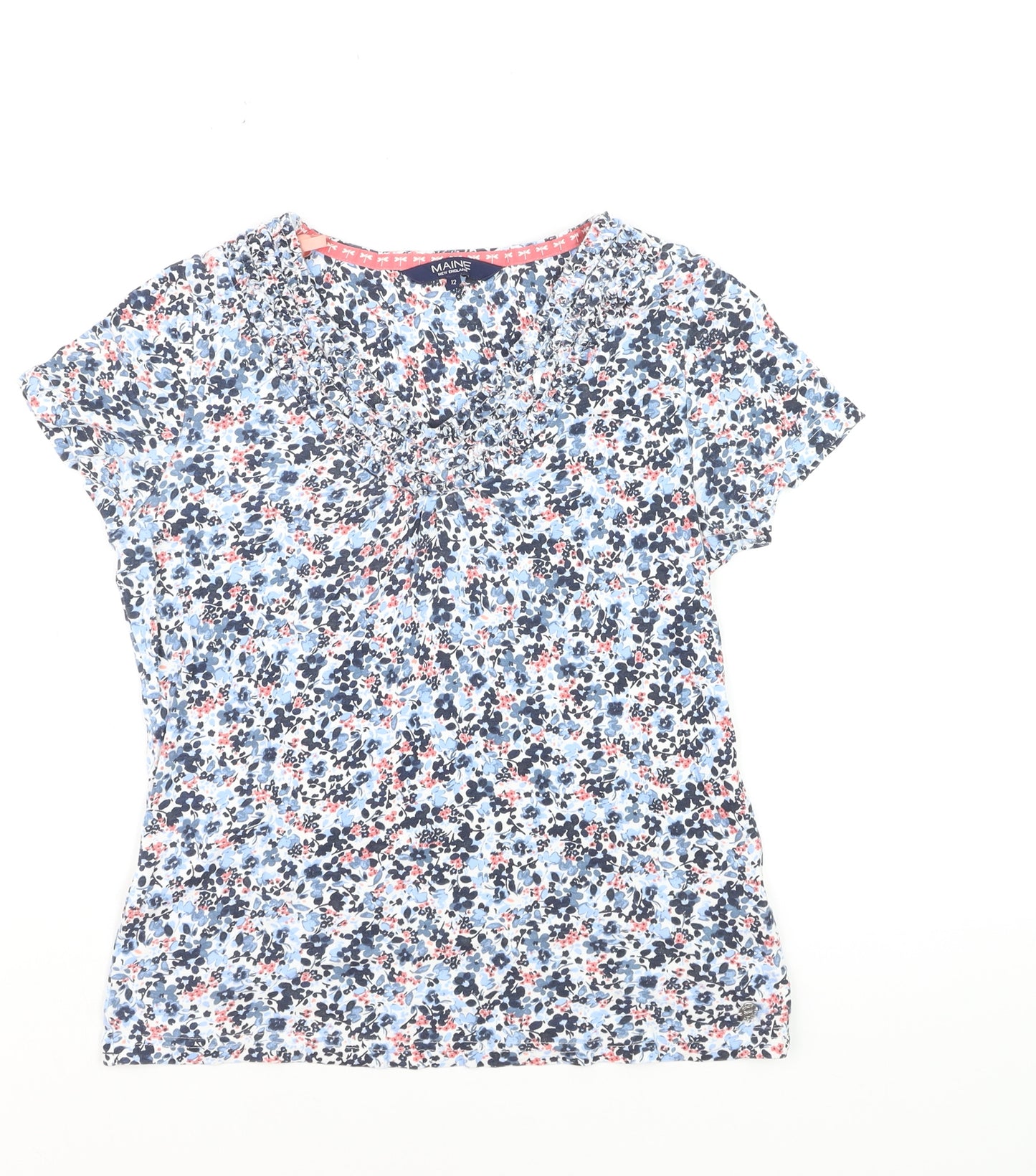 Maine New England Womens Multicoloured Floral Cotton Short Sleeve T-Shirt Size 12
