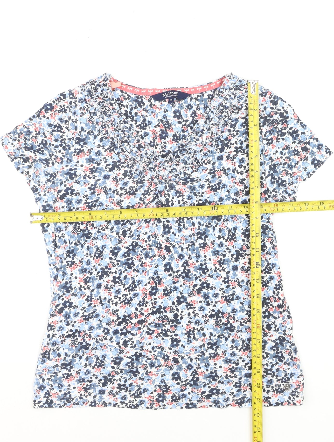 Maine New England Womens Multicoloured Floral Cotton Short Sleeve T-Shirt Size 12