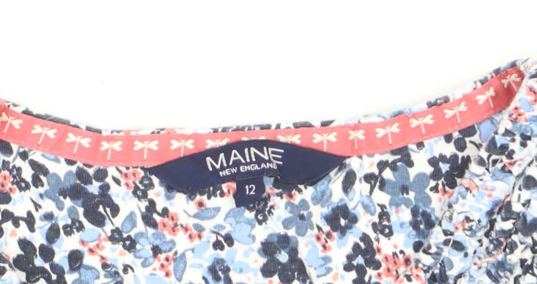 Maine New England Womens Multicoloured Floral Cotton Short Sleeve T-Shirt Size 12