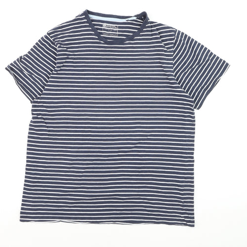Mountain Warehouse Men's Blue Striped Cotton Crew Neck T-Shirt L