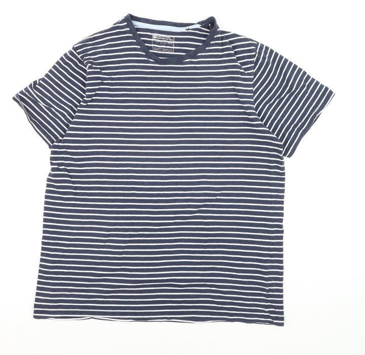 Mountain Warehouse Men's Blue Striped Cotton Crew Neck T-Shirt L