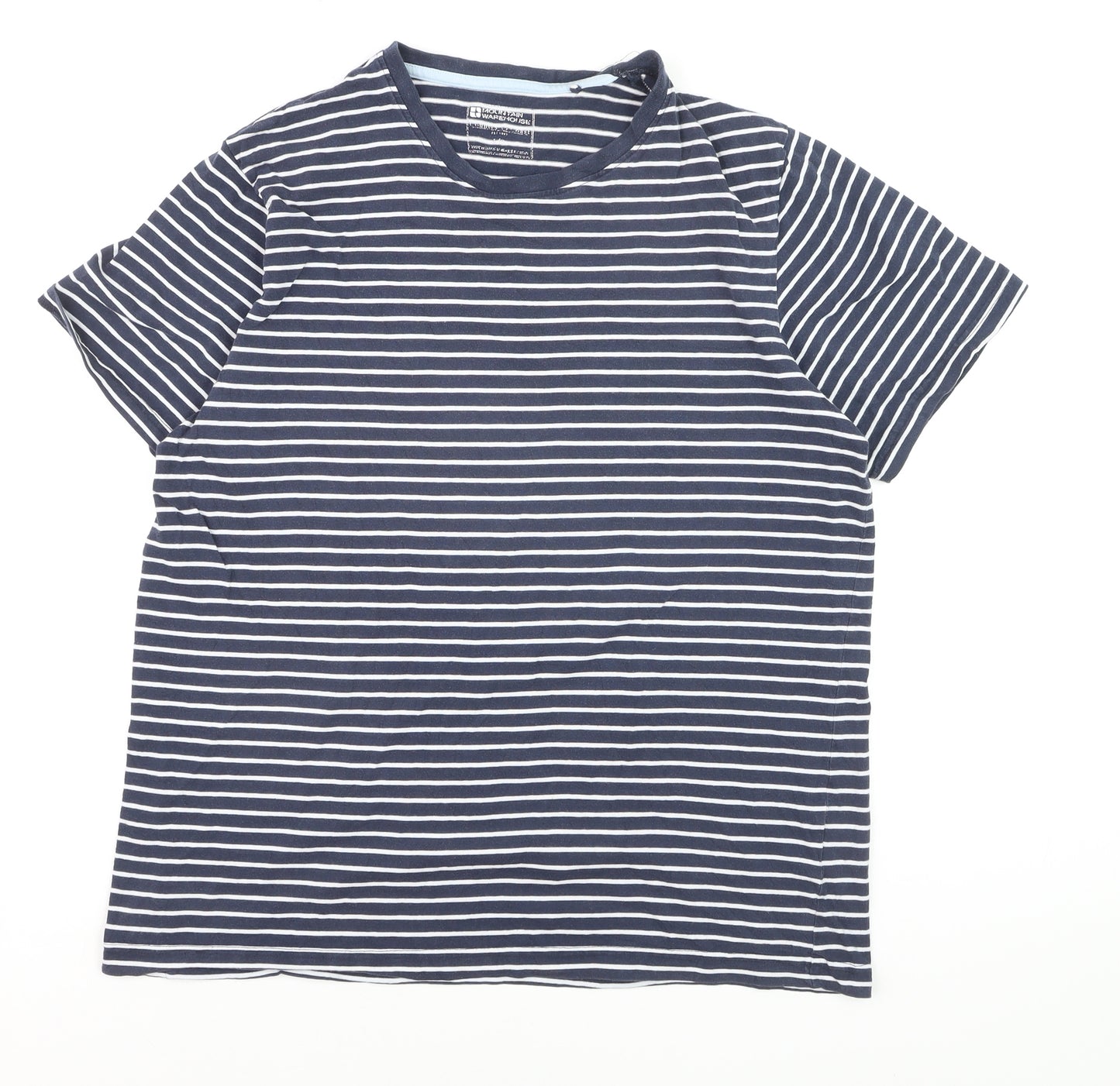 Mountain Warehouse Men's Blue Striped Cotton Crew Neck T-Shirt L