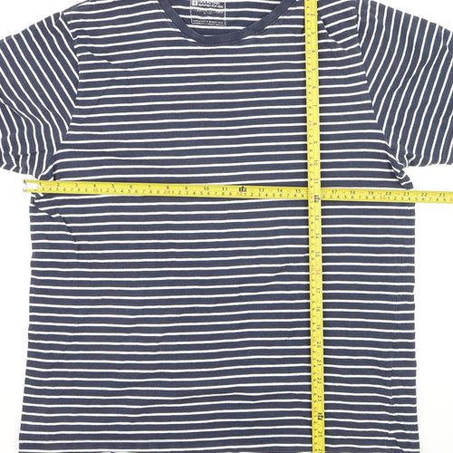 Mountain Warehouse Men's Blue Striped Cotton Crew Neck T-Shirt L