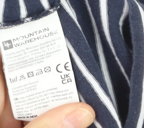 Mountain Warehouse Men's Blue Striped Cotton Crew Neck T-Shirt L