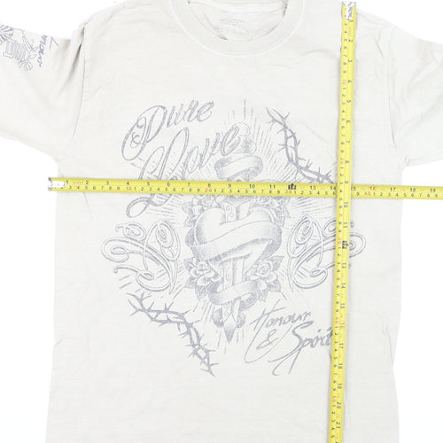 Urban Outfitters Men's Beige Tattoo Graphic Long Sleeve T-Shirt XXS