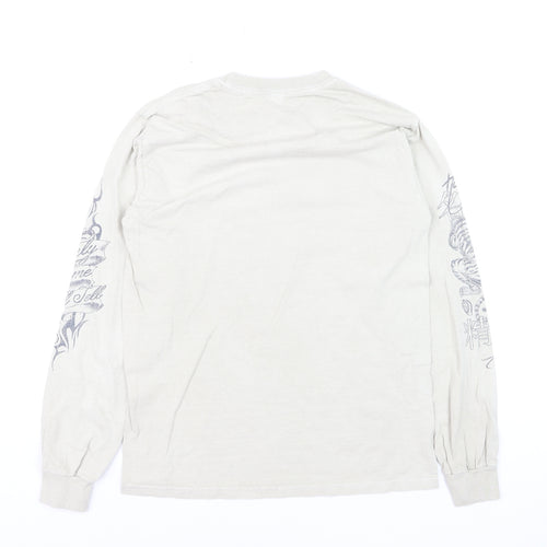 Urban Outfitters Men's Beige Tattoo Graphic Long Sleeve T-Shirt XXS