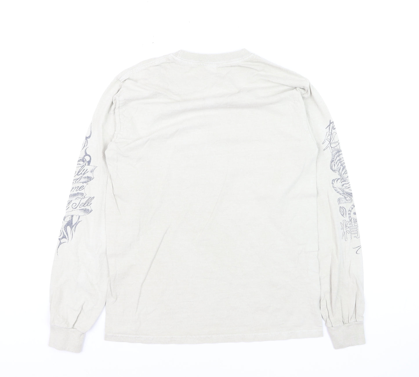 Urban Outfitters Men's Beige Tattoo Graphic Long Sleeve T-Shirt XXS