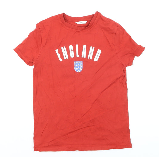 Marks and Spencer Boys Red England Graphic T-Shirt 10-11 Years