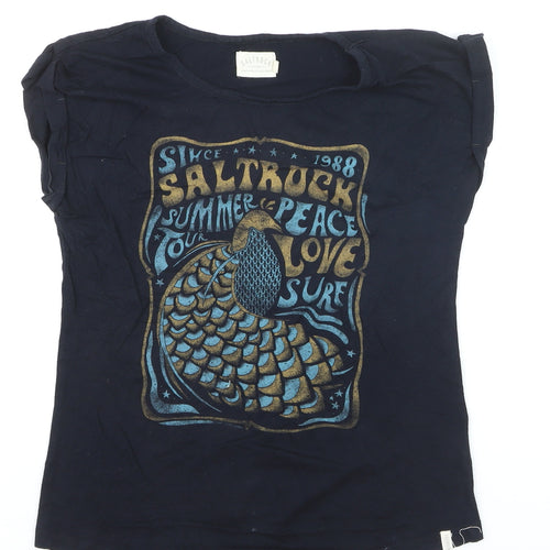 Saltrock Womens Black Cotton Graphic T-Shirt Size 8