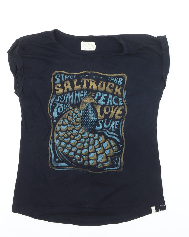 Saltrock Womens Black Cotton Graphic T-Shirt Size 8