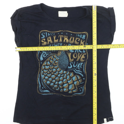 Saltrock Womens Black Cotton Graphic T-Shirt Size 8