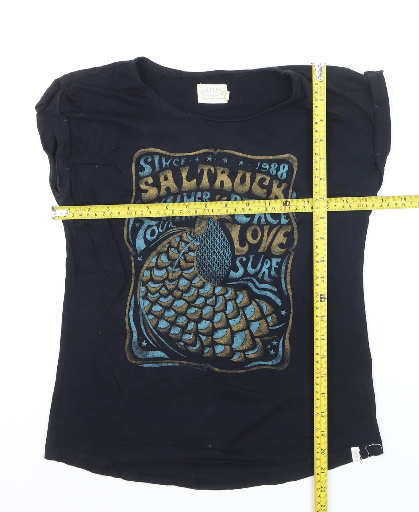 Saltrock Womens Black Cotton Graphic T-Shirt Size 8