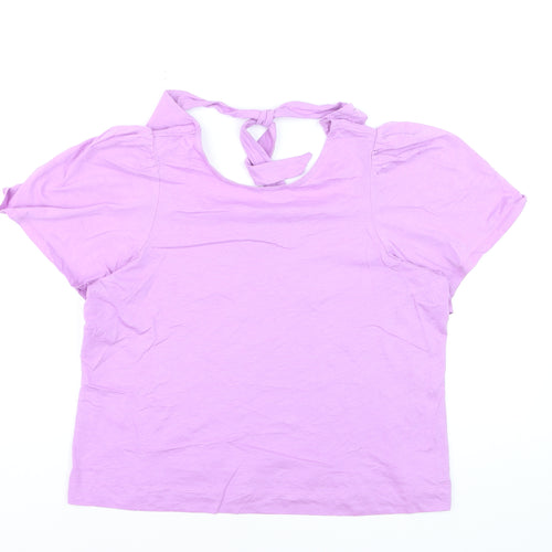 Oliver Bonas Women’s Purple Cotton T-Shirt Size 16 Scoop Neck