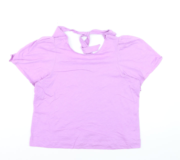 Oliver Bonas Women’s Purple Cotton T-Shirt Size 16 Scoop Neck