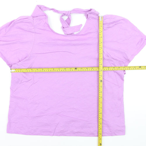 Oliver Bonas Women’s Purple Cotton T-Shirt Size 16 Scoop Neck
