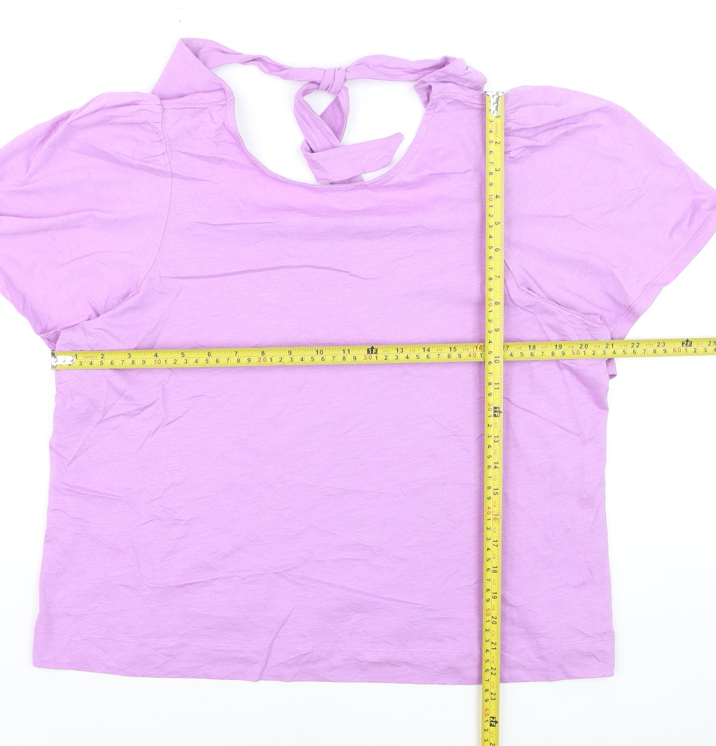 Oliver Bonas Women’s Purple Cotton T-Shirt Size 16 Scoop Neck