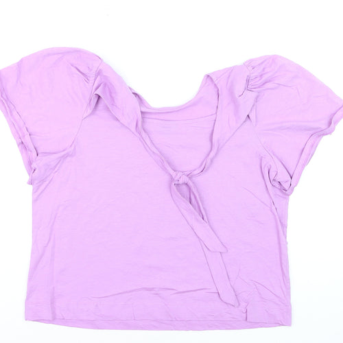 Oliver Bonas Women’s Purple Cotton T-Shirt Size 16 Scoop Neck