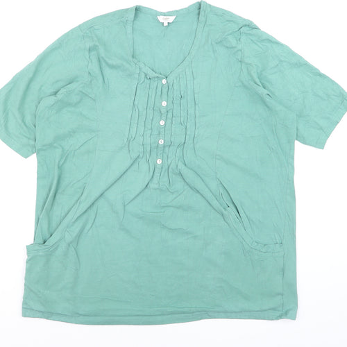 Cotton Traders Women's Green Short Sleeve Tunic Blouse Size 20