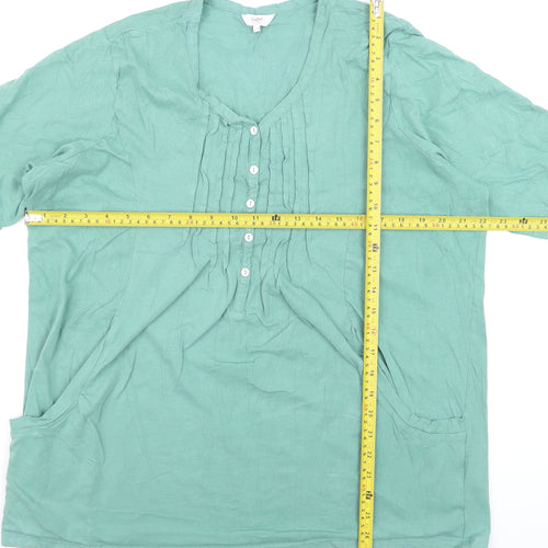 Cotton Traders Women's Green Short Sleeve Tunic Blouse Size 20