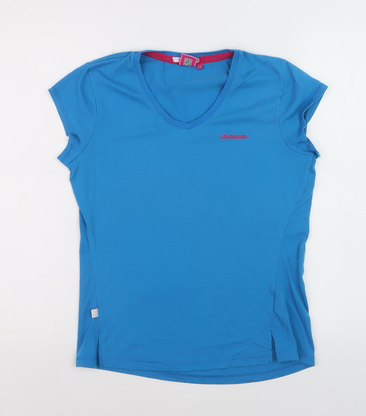 LA Gear Women’s Blue V-Neck Short Sleeve Basic T-Shirt Size 12