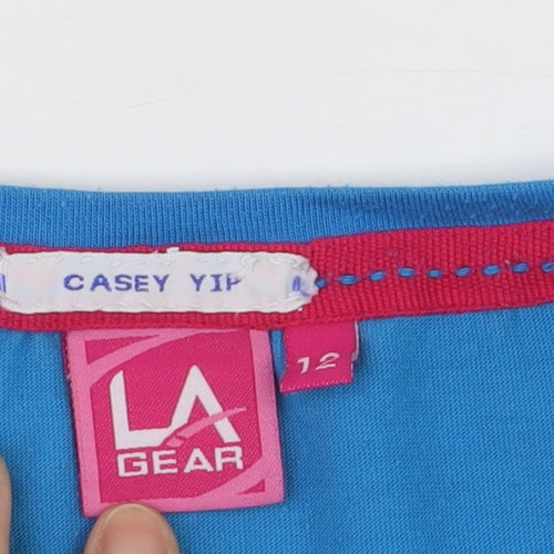 LA Gear Women’s Blue V-Neck Short Sleeve Basic T-Shirt Size 12