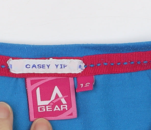 LA Gear Women’s Blue V-Neck Short Sleeve Basic T-Shirt Size 12