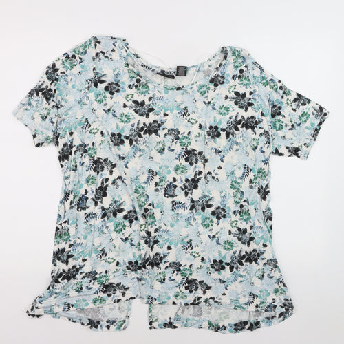 Adrienne Vittadini Womens Multicoloured Floral Rayon Stretch T-Shirt Size 22