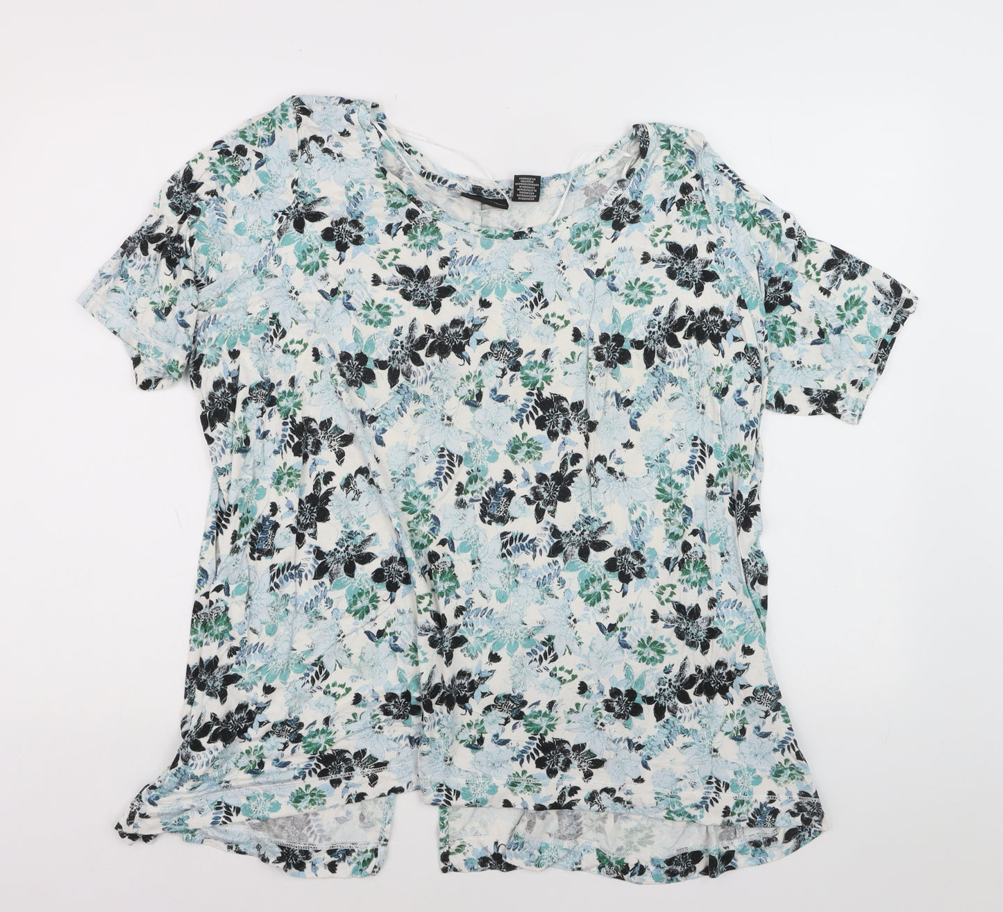 Adrienne Vittadini Womens Multicoloured Floral Rayon Stretch T-Shirt Size 22