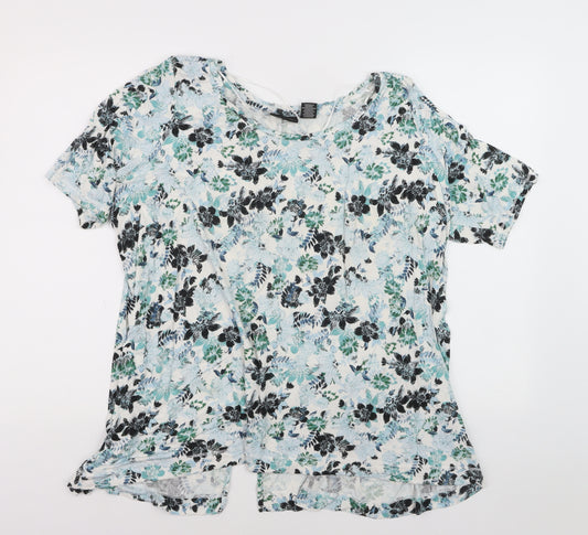 Adrienne Vittadini Womens Multicoloured Floral Rayon Stretch T-Shirt Size 22
