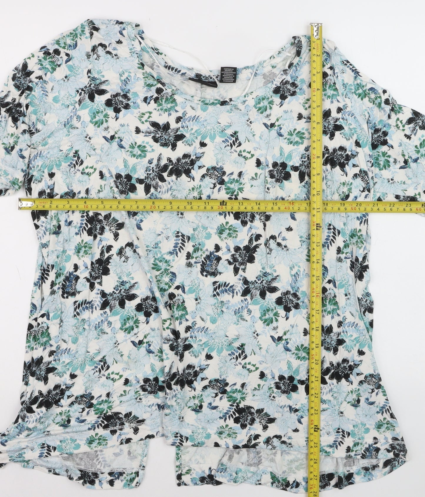 Adrienne Vittadini Womens Multicoloured Floral Rayon Stretch T-Shirt Size 22